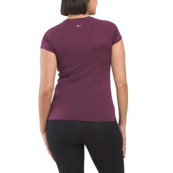 OISELLE Purple Run Flyout Short Sleeve Top - Picture 2 of 2
